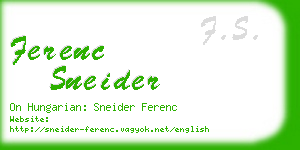 ferenc sneider business card